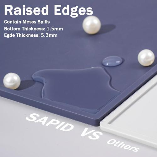 SAPID Raised Edges 32x24 Extra Large Silicone Mat, Rolled-Up Silicone Mats For Kitchen Counter Heat Resistant Silicone Mat With Lip, Thick Countertop Protector Mat,Silicone Mats For Crafts,Navy Blue