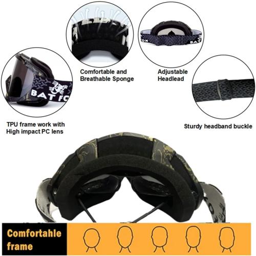 Black and Gold Zsling OTG Ski Snow Goggles, UV Protection Anti Fog Snowboard Goggles for Men Women Youth