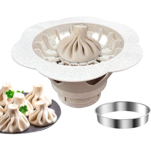 6.6'' Baozi Maker Machine,Food-Grade Material Big Dumpling Bao Bun Mold,Kid Easy To Use And Clean,Dumpling Crimper Maker Quick Made Pastry Pie Steam Bun Mold For Home Kitchen Beginner (White)