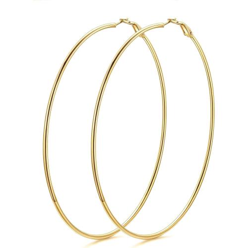 KeyStyle Gold Hoop Earrings for Women, Stainless Steel Hoops Earring Lightweight Loops, 2 mm Thick Hypoallergenic Circle Endless Thin Hoop (30 mm,50 mm,70 mm,100 mm)