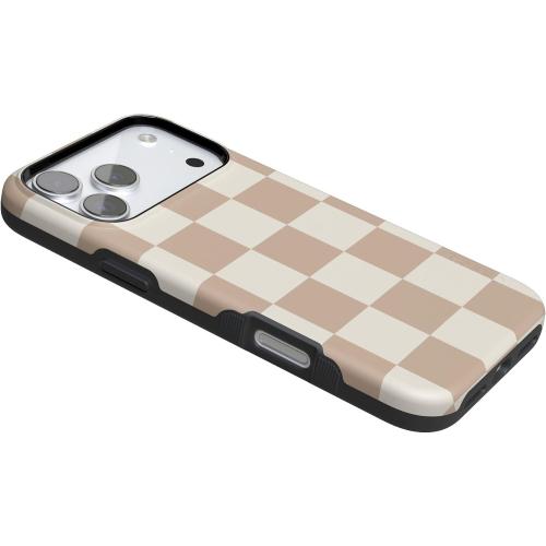 Casely iPhone 17 Pro Max Case | Fit Check | Neutral Checkerboard | Bold Protective Design | Compatible with MagSafe