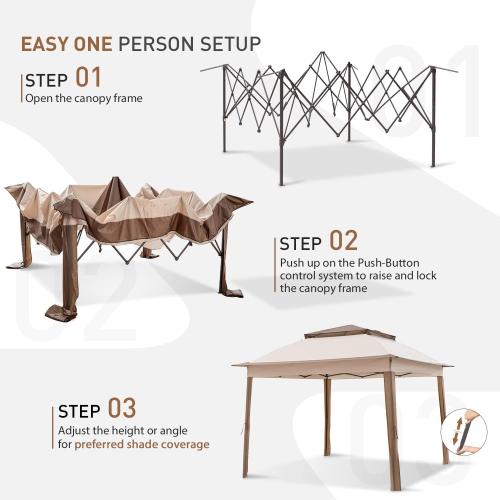COOS BAY 11x11 Pop Up Instant Gazebo Tent with Mosquito Netting Outdoor Canopy Shelter with 121 Square Feet of Shade (Beige)