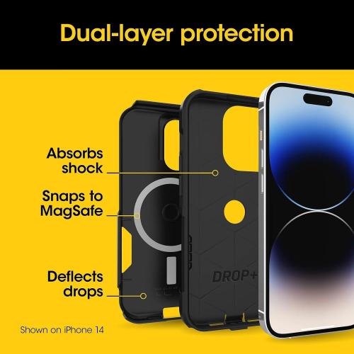 Size iPhone 16e,15,14,13 OtterBox iPhone 16e, iPhone 15, iPhone 14, and iPhone 13 Commuter Series Case - MagSafe Edition - Blue, Slim & Tough, Pocket-Friendly, with Port Protection - Crisp Denim