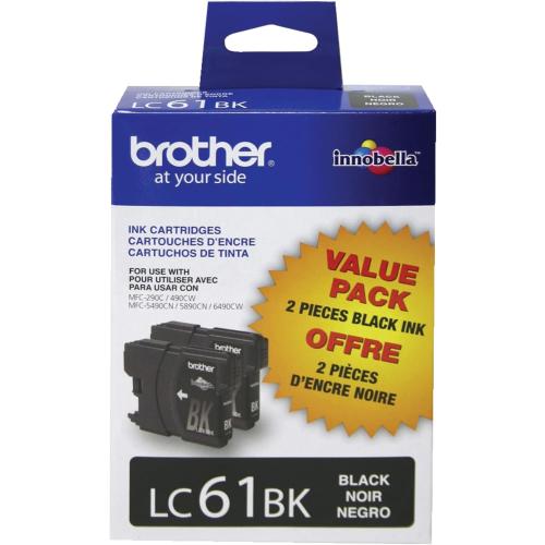 Brother LC61BK 2 Pack Black -Ink Cartridges