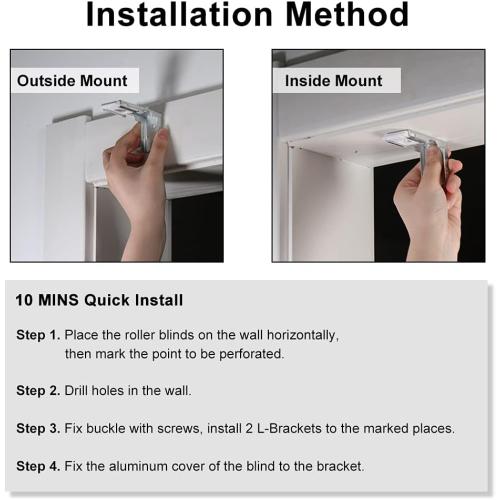 LUCKUP Blackout Roller Shades Window Blinds with Valance Cover Waterproof UV Protection Privacy Thermal Insulated Fabric for Bedroom Bathroom Patio Door and Office Easy Install (25 W x 72 H-Black)