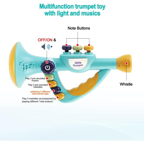 Toddler Musical Instruments Toy, Trumpet, Harmonica, Recorder Flute for Kids Baby, Musical Toys Set for Children Boys Girls Ages 2 3 4 5