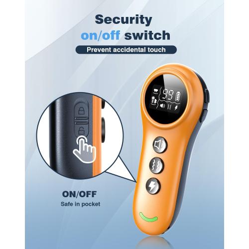 2-in-1 Dog Shock Collar & Dog Bark Collar - Smart Anti Barking Dog Training Collar with 5 Adjustable Sensitivity & 3300FT Remote for All Breeds IP67 Waterproof Rechargeable E-Collar (Orange)