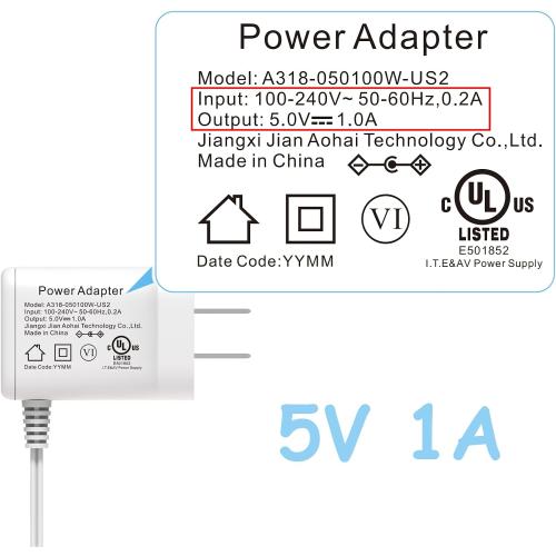 HelloBaby Official Replacement Baby Monitor Charger for HB6550/HB6560/HB50-5v Baby Monitor Power Cord Adapter, Charging Cable Cord (2022  Models) with Charging Safety Certification