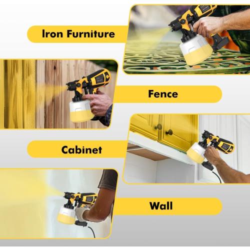 Paint Sprayer Tool 1000W High Power Electric Spray Paint Gun Easy to Clean for Furniture Cabinets House Painting Black