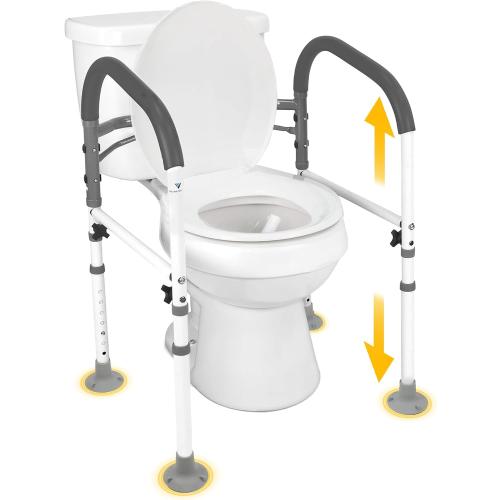 Vaunn Medical Deluxe Adjustable and Foldable Toilet Safety Frame, Bathroom Handrail Assist Grab Bar Handle