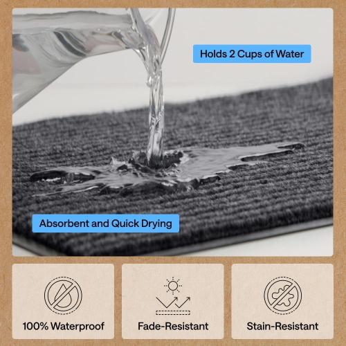 GORILLA GRIP Waterproof Traffic Guard Door Mat, Heavy Duty Entryway Mats, Strong Backing Commercial Utility Rugs for Office Hallway, Garage Floor and Home, Low Profile Carpet