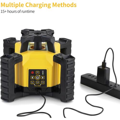 Firecore Rotary Laser Level Kit, 360 Degree Self-Leveling Horizontal Rotary Laser for Construction, Outdoor Laser Level with Receiver, Rechargeable Battery, Rod Clamp & Remote Control Included-FRL300R