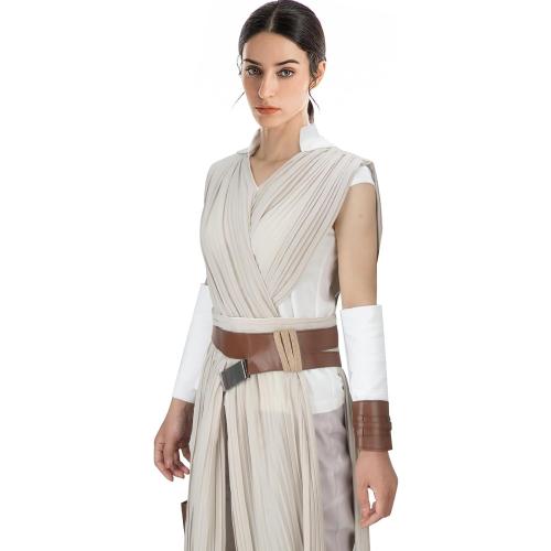 Size Large Womens Rey Costume Adult Jedi Cosplay Suits Deluxe Tops Pants Outfit Full Set with Belt for Halloween