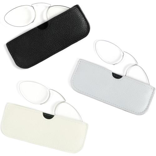MMOWW 3 Pack Slim Armless Reading Glasses with Portable Cases for Women Men, Pocket Size Small Readers Comfortable Nose Pads
