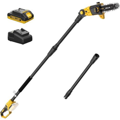 Pole Saw, 8-Inch Pole Saw for Tree Trimming Cordless 15-FT Max Reach, Auto Oiling, Tool-Less Electric Pole Saw, Tree Trimmer with Battery & Fast Charger