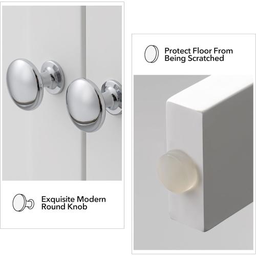 35 Bathroom Floor Cabinet with Doors - Freestanding Storage Cabinet for Bathroom, Laundry Room & Kitchen, Adjustable Shelves, Scratch-Resistant White Finish (22x11x35.8 Inch)