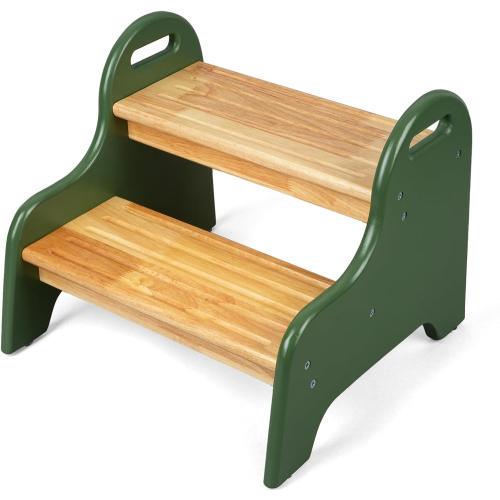StrongTek Kids 2 Step Stool, Rubber Wood Step for Children, Safe & Sturdy, Ideal for Bathroom, Kitchen, Home Use, Durable, Non-Slip, Child Safety, Foot Stool, Toddler Step Stool, Easy to Clean