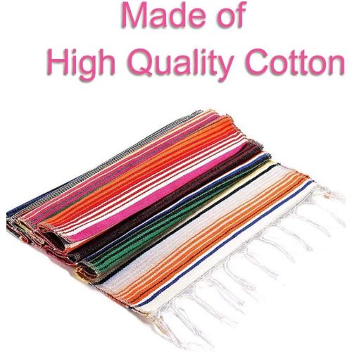Fowecelt Mexican Serape Table Runner 14 x 84 Inch for Mexican Party Wedding Decorations Outdoor Picnics Dining Table, Fringe Cotton Table Runners
