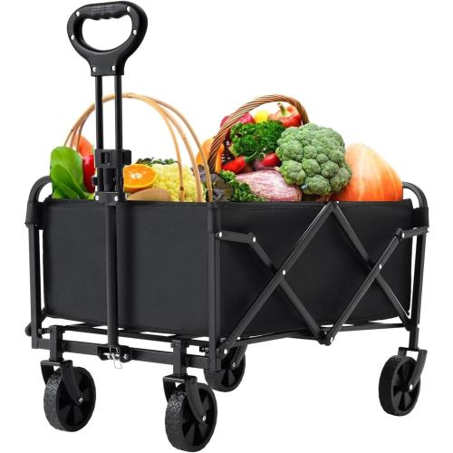 Heavy Duty Folding Wagon Portable Foldable Beach Wagon Large Capacity Removable for Camping Travel Sports Fishing Barbecue carts