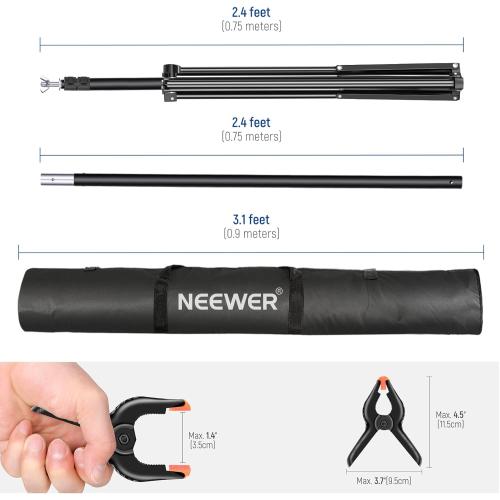 Neewer Photo Studio Backdrop Support System, 10ft/3m Wide 6.6ft/2m High Adjustable Background Stand with 4 Crossbars, 6 Backdrop Clamps, 2 Sandbags, and Carrying Bag for Portrait & Studio Photography