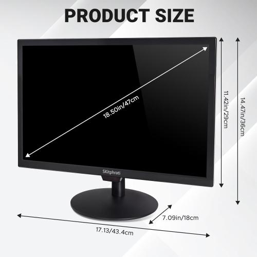 19 Inch HD (1440 x 900) PC Monitor, Computer Monitor with HDMI VGA AV BNC USB Ports, 60Hz, 5Ms, VESA, Build-in Speakers, LED Display for Laptops and Desktops Office Home