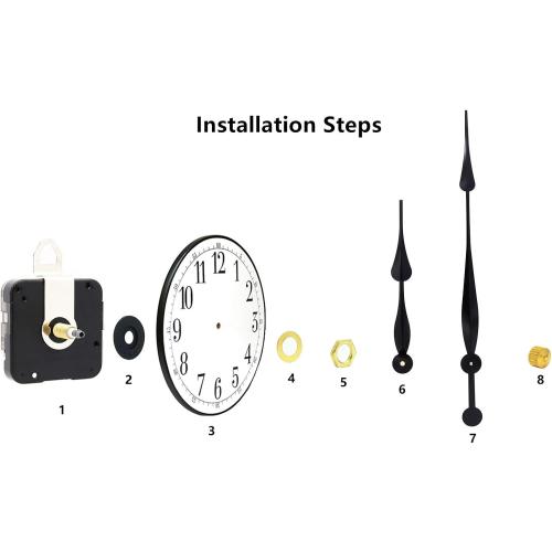 Black 12in Youngtown 12888 High Torque Long Shaft Clock Movement Mechanism with 12 Inch Long Spade Hands Total Shaft Length 1-3/32 inches