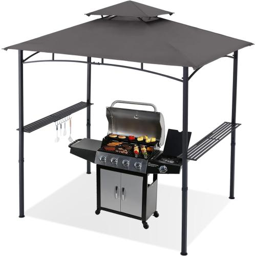 ABCCANOPY 8x5 Grill Gazebo Shelter, Outdoor BBQ Gazebo Canopy with LED Light(Dark Gray)