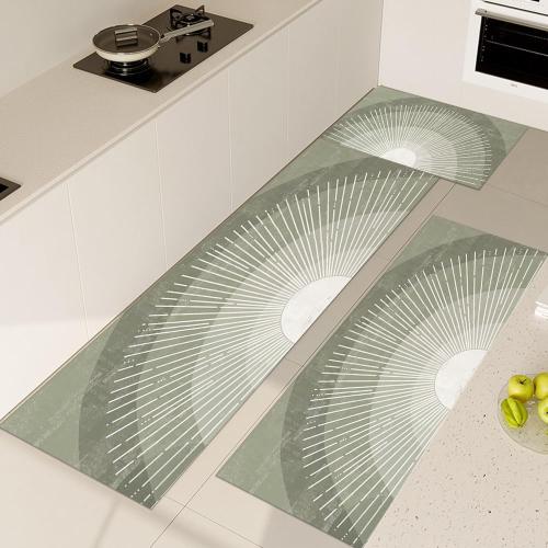 Boho Kitchen Mat Set of 3,Sage Green Sun Sunrise Print Abstract Kitchen Rugs and Mats Non Skid Washable Rugs,Modern Farmhouse Runner Rugs with Rubber Backing for Kitchen Decor Accessories