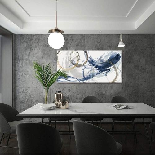 Sxurmtiie Canvas Wall Art Abstract Art Paintings Blue Fantasy Colorful Graffiti on White Background 24inchx48inch Modern Artwork wall Decor for Living Room Bedroom Kitchen…