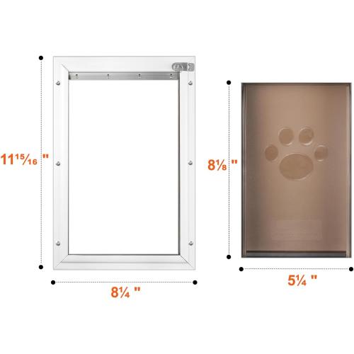 Happybuy Pet Door, 8.27 x 11.93 Aluminum Frame with Lock and Flap System, Weatherproof Doggy Door, Pet Door Suitable for Cat Doggie Kitties (White-Small)