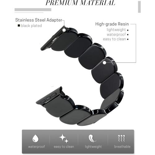 Heesch Tortoise Stretchy Watch Band Compatible with Apple Watch Serise Ultra/SE/8/7/6/5/4/3/2/1, Resin Cute Watch Strap Wristband for iWatch Bracelet for Women Men Girls, 38/40/41mm, 42/44/45/46/49mm, Oval Version