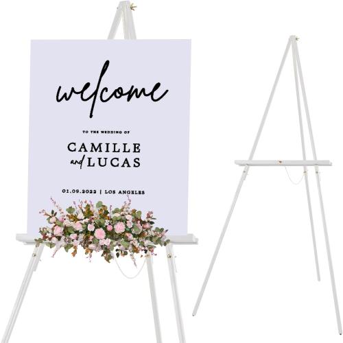 Falling in Art 65 A-Frame Tripod Easel Stand, Wooden Display Easel with Adjustable Canvas Holder, Floor Easel for Wedding Signs, Posters, Paintings, Artwork(White) 1 Pack