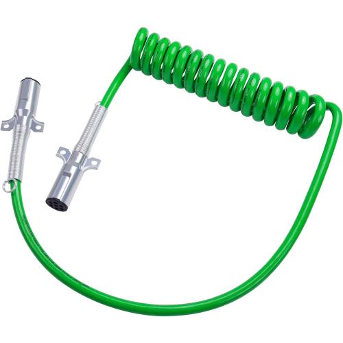 CheeMuii 7 Way Coiled Trailer Cord 15FT Long Tail ABS Electrical Power Wire Air Brake Coiled Electric Cable for Semi Trucks Trailers Tractors