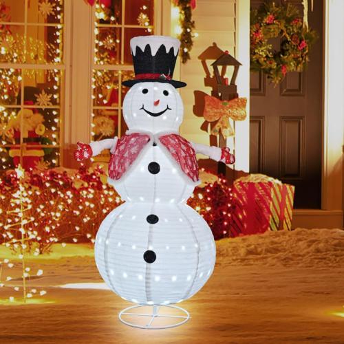6FT Snowman Outdoor Christmas Decorations with 190 LED Lights，Lighted Snowman with Top Hat   Vest   Glove for Xmas Indoor and Outdoor Lawn Garden Yard Holiday Decor