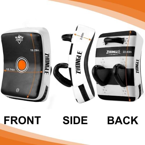 Muay Thai Pads 23in/19in Large Curved Kick Shield with 5in Thickness, Advanced Impact Diffusion, and Superior Grip for MMA, Boxing, Karate, and Taekwondo Training, Heavy Duty