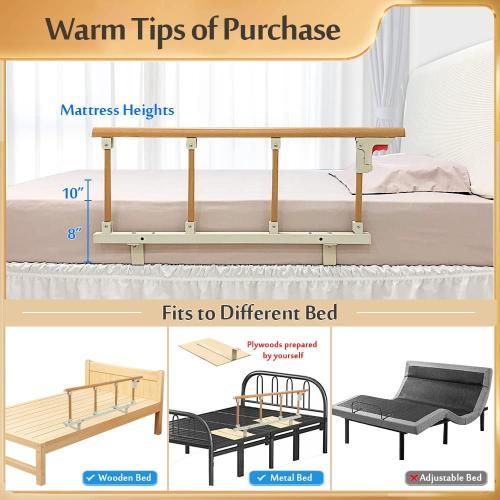Bed Rails for Elderly Adults Guard Railing Bed Side Rail Medical Safety Bed Assist Bar for Seniors Bedside Handle Cane Hospital College Dorm Collapsible Bed Rail Metal Fall Protector Home Care Devices