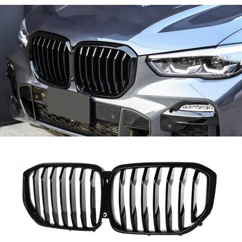 MAXDOM Replacement Front Upper Grill Fit for BMW (2019-2023) X5 G05 – Gloss Black Single Slat ABS Grille