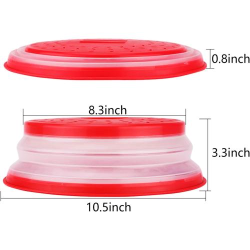 MMDcase [2 PCS]Microwave Splatter Cover Vented Collapsible Microwave Food Cover With Easy Grip Handle, Dishwasher-Safe, BPA-Free Silicone & Plastic, 10.5 Round