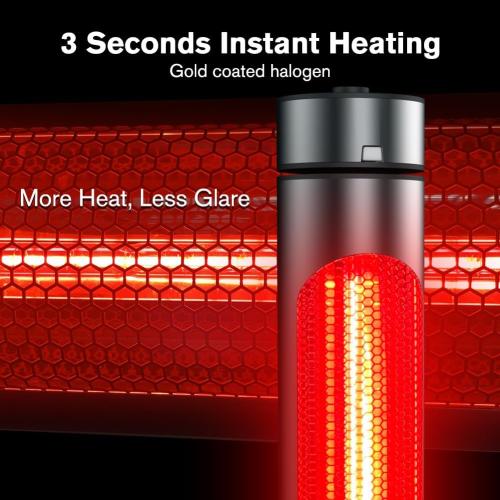 ThermoMate Electric Patio Heater, 1500W IP65 Outdoor/Indoor Infrared Heater with Remote, 8 Heating Levels 8-Hour Timer & Oscillation, Tip-over Protection for Garage Backyard Restaurant