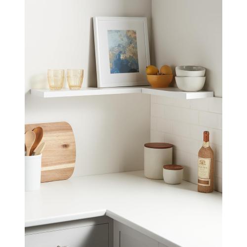 BAYKA Floating Shelves Set of 2, 22.5 Rustic Wood Wall Mounted Shelves for Bathroom, Bedroom, Living Room, Kitchen & Office, Hanging Display Shelf with 22 lbs Capacity (White)