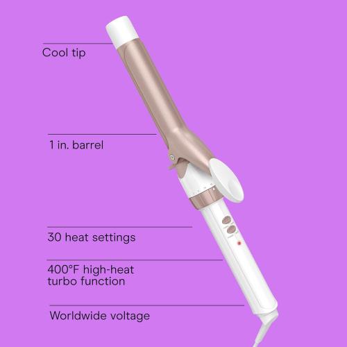 Conair Double Ceramic 1-Inch Curling Iron, 1-Inch Barrel Creates Classic Curls, Hair Curler for Use on Short, Medium, & Long Hair, White/Rose Gold