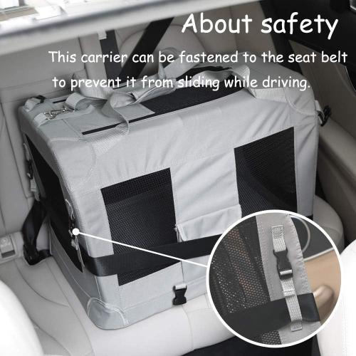 Extra Large Cat Carrier Soft Sided, Portable Small Dog Carrier for 2 Cats, 24x16.5x16 Car Travel Folding Comfortable Design with Bowl, Grey