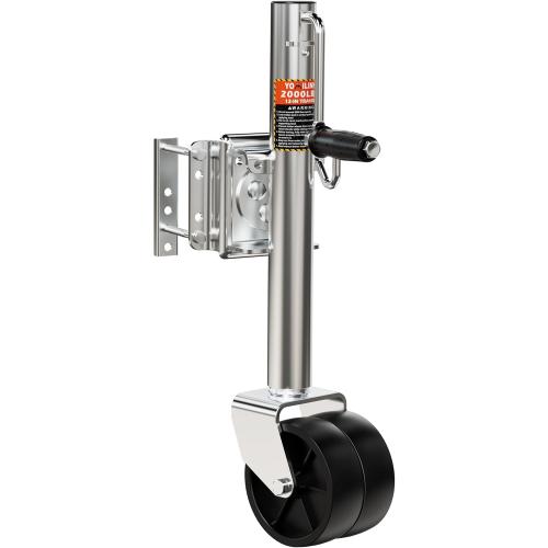 2000 lbs Trailer Jack with Dual Wheel, Heavy Duty Swivel Boat Jack, 12 Lift, Bolt-on Tongue Trailer Jack for RV Boat Trailers