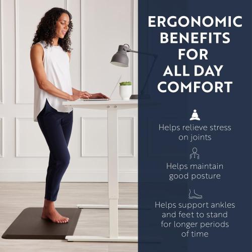 KANGAROO Anti Fatigue Mats for Kitchen Floor, 58x20, 3/4 Inch Thick Cushioned Ergonomic Mat, Reduce Foot Pressure, Waterproof Comfort Rug for Under Sinks, Office Standing Desk, Store Floors, Brown
