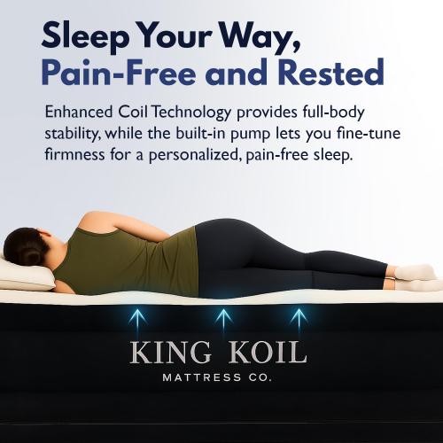 King Koil Luxury California King Size Air Mattress with Built-in High-Speed Pump Best for Home, Camping & Guests, 20 Double High Airbed Adjustable Blow Up Mattress, Waterproof, 1-Year Warranty