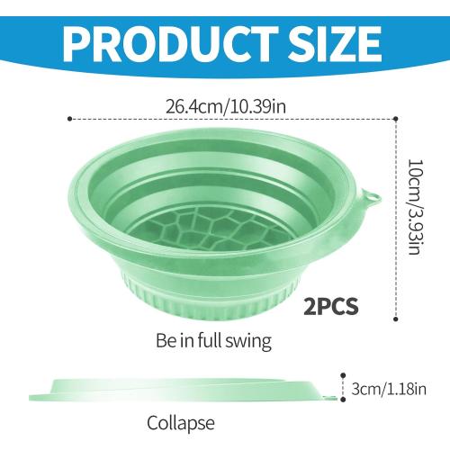 2PCS Face Ice Bath Bowl Foldable Basin with Built-in Ice Tray Collapsible Silicone Bowl for Dipping Face Bath Portable Spa Tool for Home & Travel Reducing Puffiness (Green)