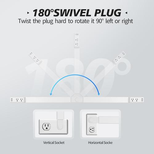 Electrical Outlet Extender Stick,Rotated and Extended Power Strip,with 1 USB-C,2 USB-A,2 AC Outlets,Extends 22-34, Rotated 180°,Perfect for Hard-to-Reach Outlets Behind Couch,Sofa, Bed, Furniture