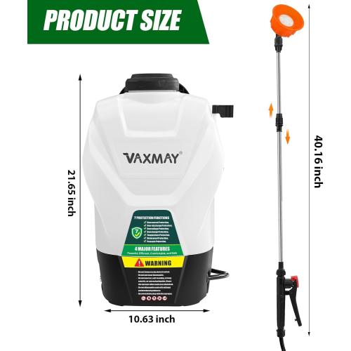 Backpack Sprayer 4 Gallon Battery Powered Garden Sprayer, VaxMay Electric Weed Sprayer Works with Makita 18V Battery, 100 PSI, Telescopic Wand, 5 Nozzles, 2.5Ah Battery&Charger Included