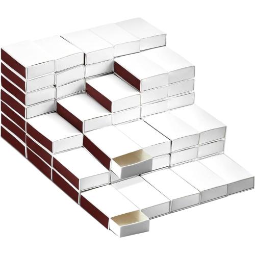 60 PCS Blank Match Boxes (No Matches) 2.28 x 1.41 x 0.59 Inch Bulk Blank Matchboxes, DIY White Storage Containers Holders with Double-Sided Striker for Wedding Bridal Baby Shower Birthday Party