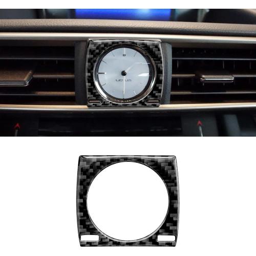 YAMUDA Compatible with Car Clock Frame Cover Sticker Carbon Fiber Interior Accessory for Lexus is 2013 2014 2015 2016 2017 2018 2019（1PCS, Black